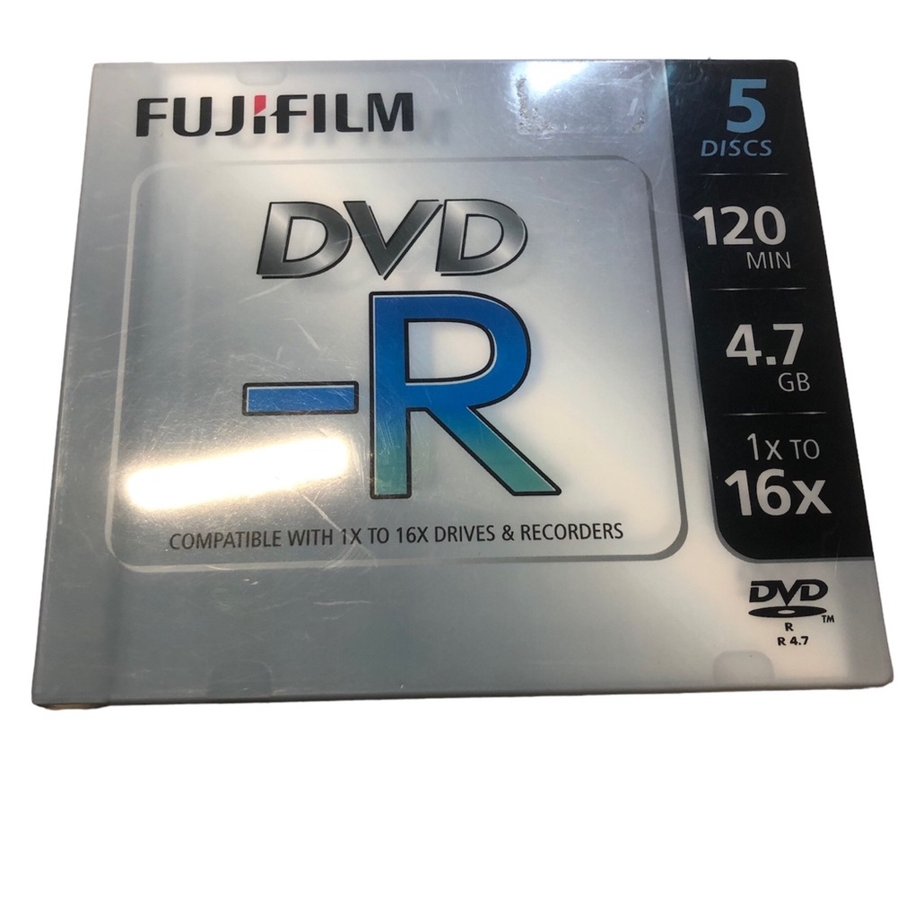 Fujifilm DVD-R 5 Pack 4.7 GB 120 Min 1x-16x - Sealed New